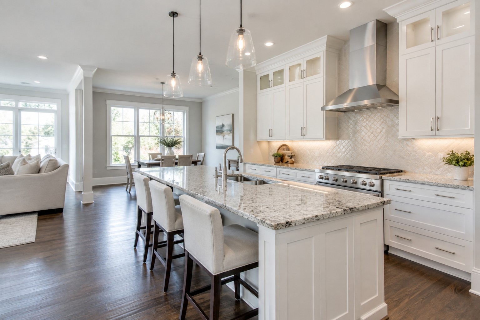 A bright open concept kitchen in a Middle Georgia home